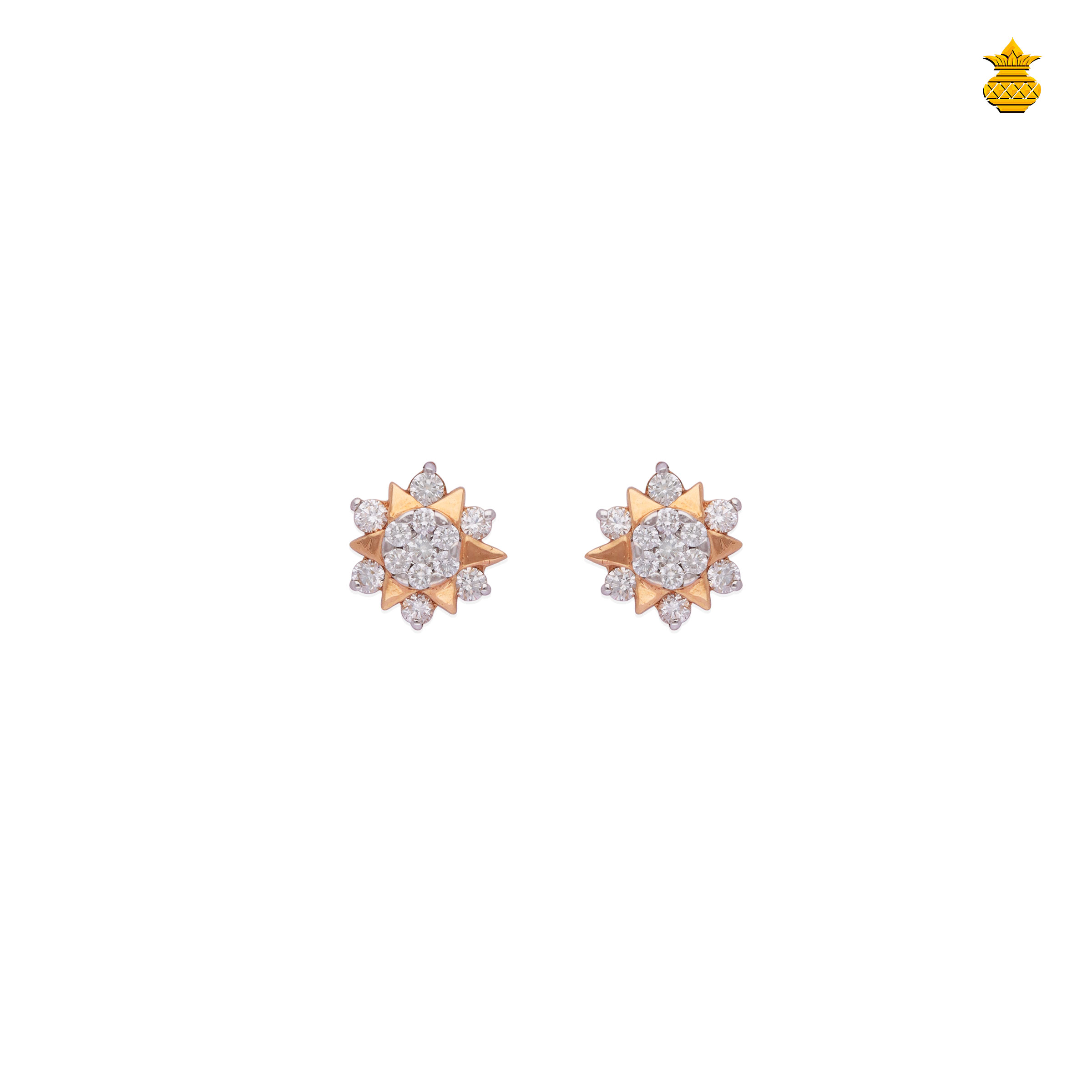 Exclusive Fancy Star Pattern 18KT Rose Gold Diamond Stud