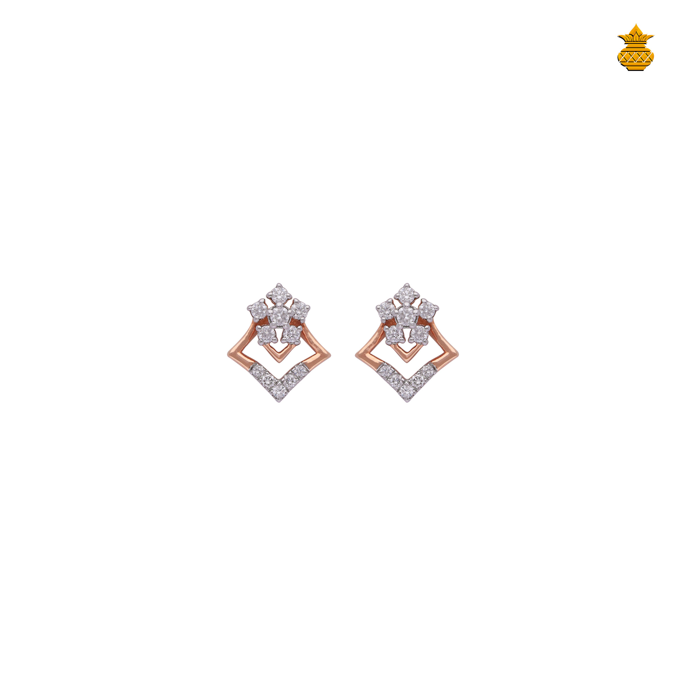 Floral Fancy Diamond 18K Rose Gold Stud