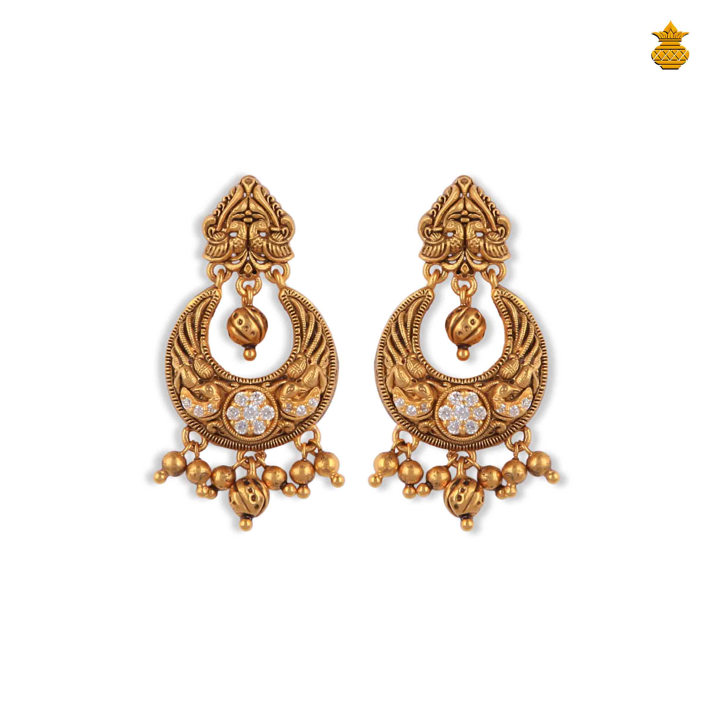 Fancy Antique Chandbali Stud Drops