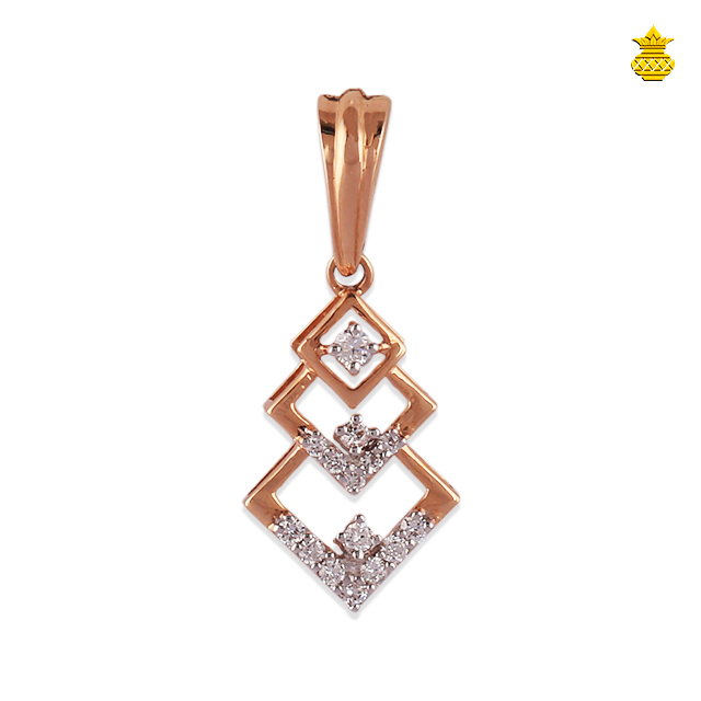 Fancy 18Kt Rose Gold Diamond Pendant