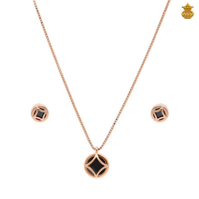 18K Rose Gold Pendant with Chain Stud