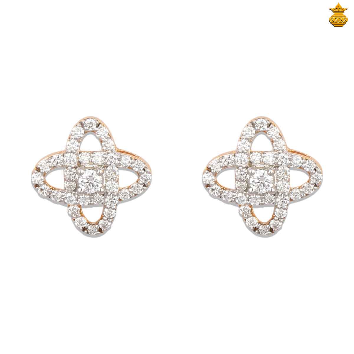 Diamond Fancy Floral 18K Rose Gold Stud