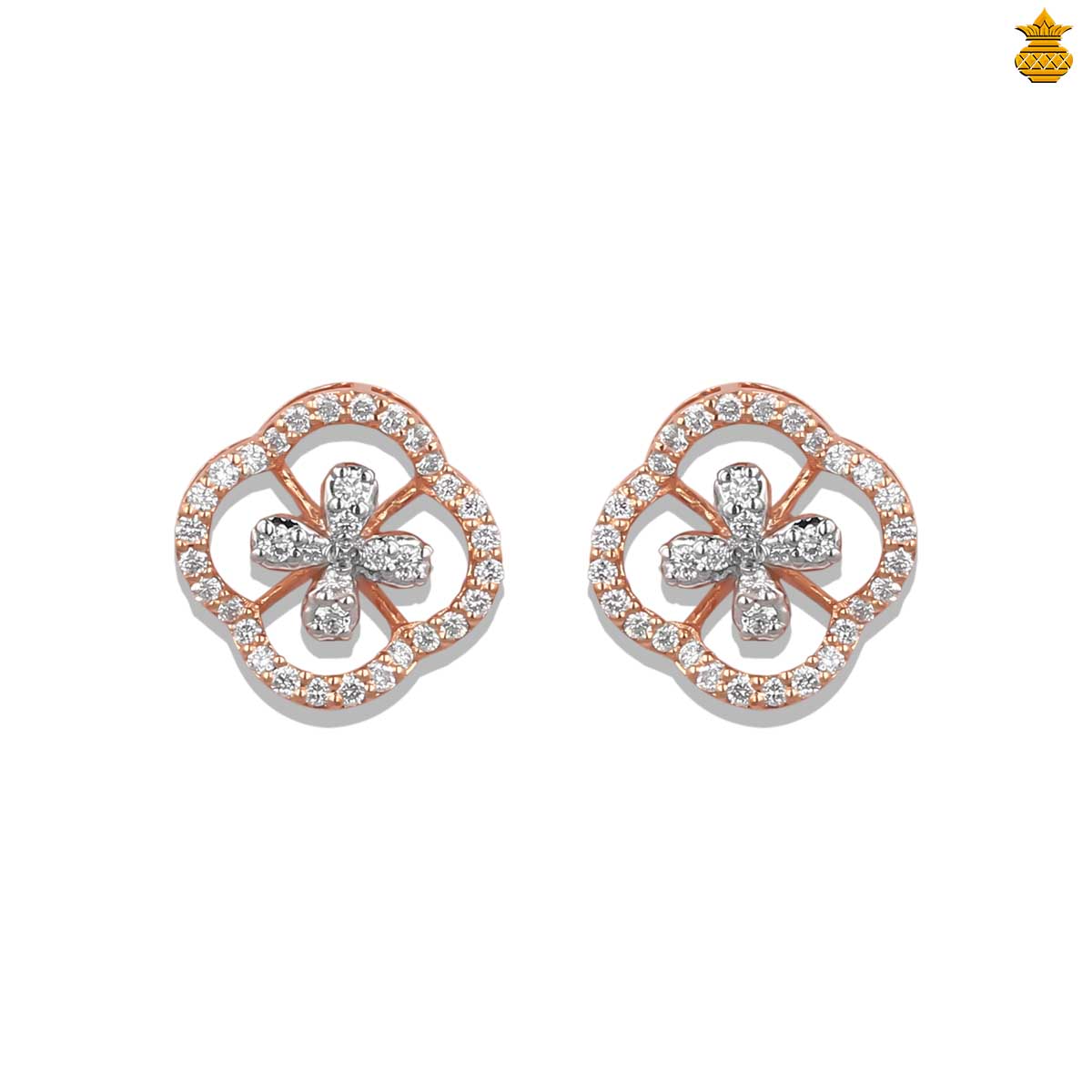 18K Rose Gold Elegant Fancy Diamond Stud