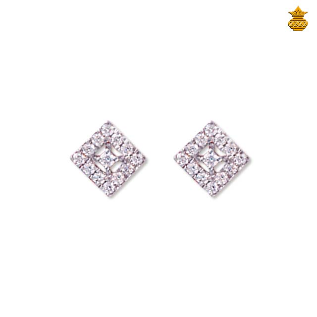 18 kt Rose Gold  Square Shape 3 in 1 Diamond Stud