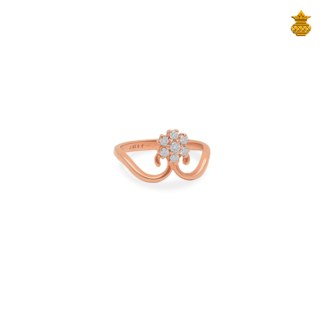 18Kt Rose Gold Diamond Floral Ring