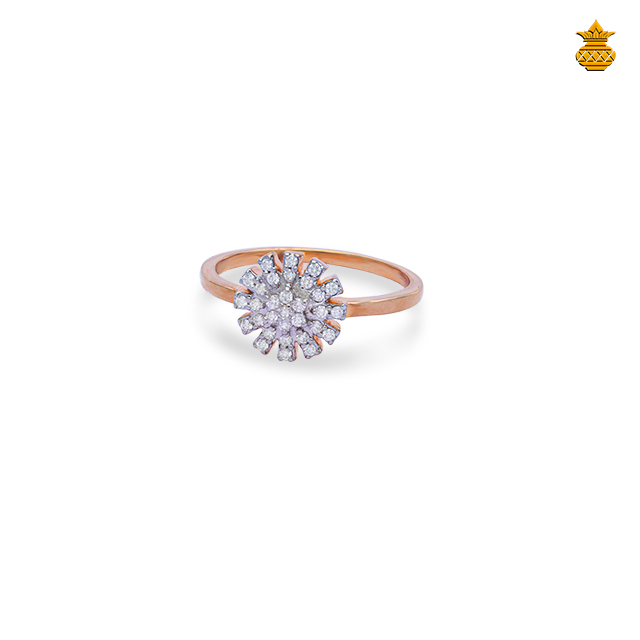 18KT Rose Gold Floral Diamond Ring