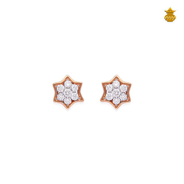 Floral Daily Wear 18Kt Rose Gold  Diamond Stud