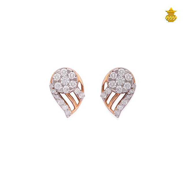 Exclusive Fancy Daily Wear 18K Rose Gold Diamond Stud