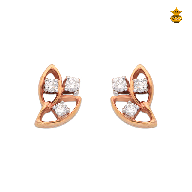 18KT Rose Gold Diamond Stud for Daily Wear