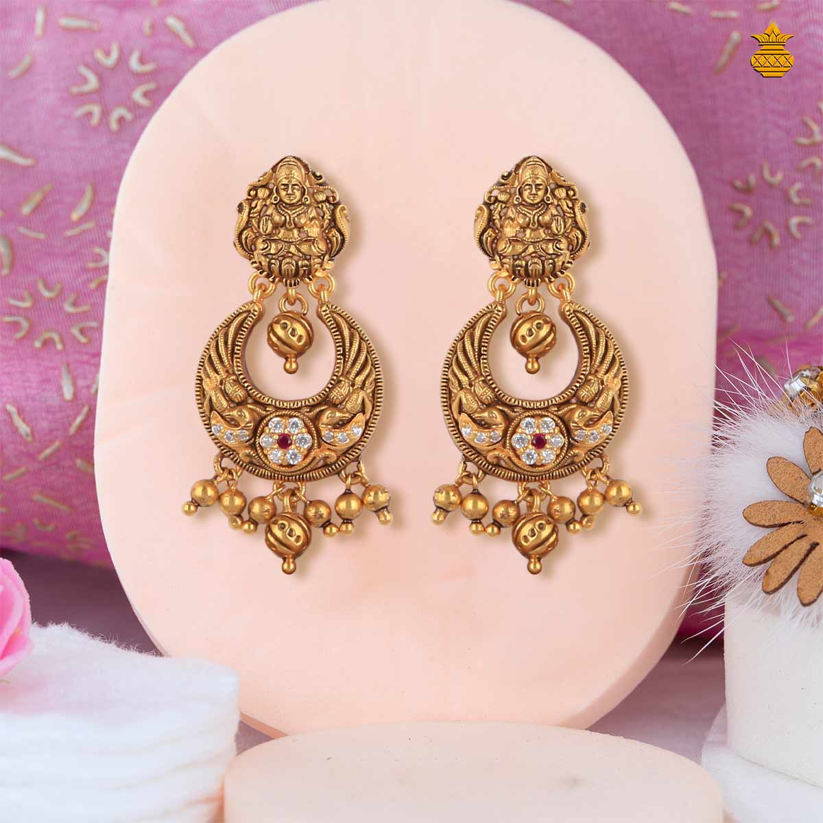 Exclusive Antique Chandbali Stud Drop