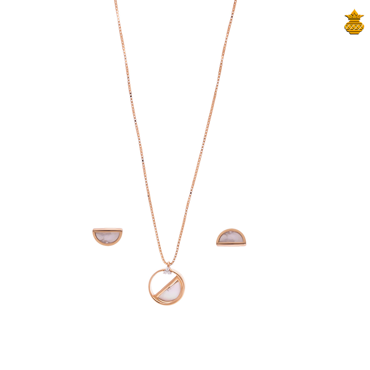 18K Rose Gold Fancy Pearl Pendant With Chain Stud