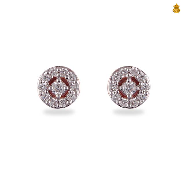 18 kt Rose Gold Round Shape 3 in 1 Diamond Stud