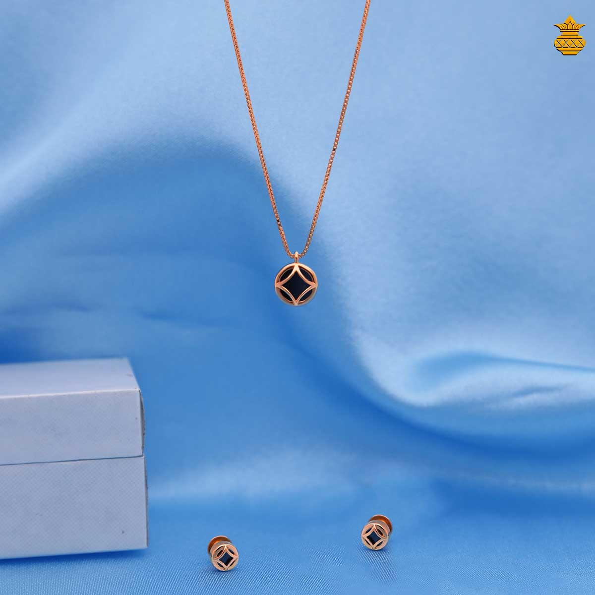 18K Rose Gold Pendant with Chain Stud