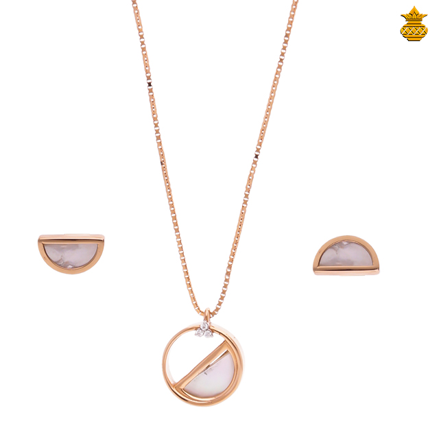 18K Rose Gold Fancy Pearl Pendant With Chain Stud