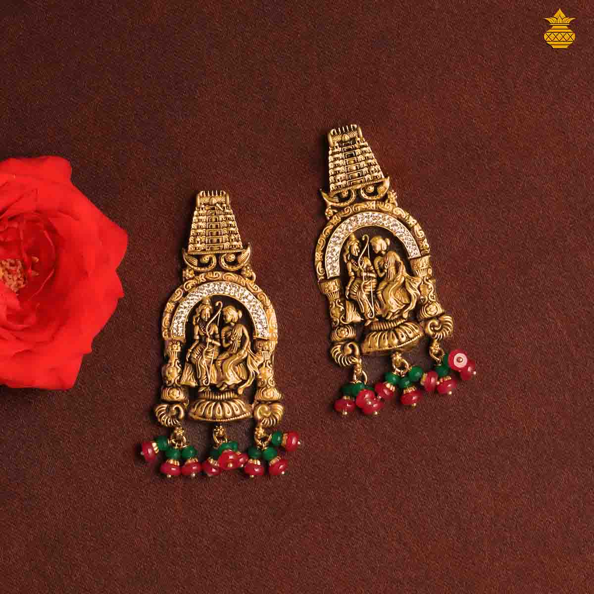 Exclusive Antique Ram-Sita Stud Drops