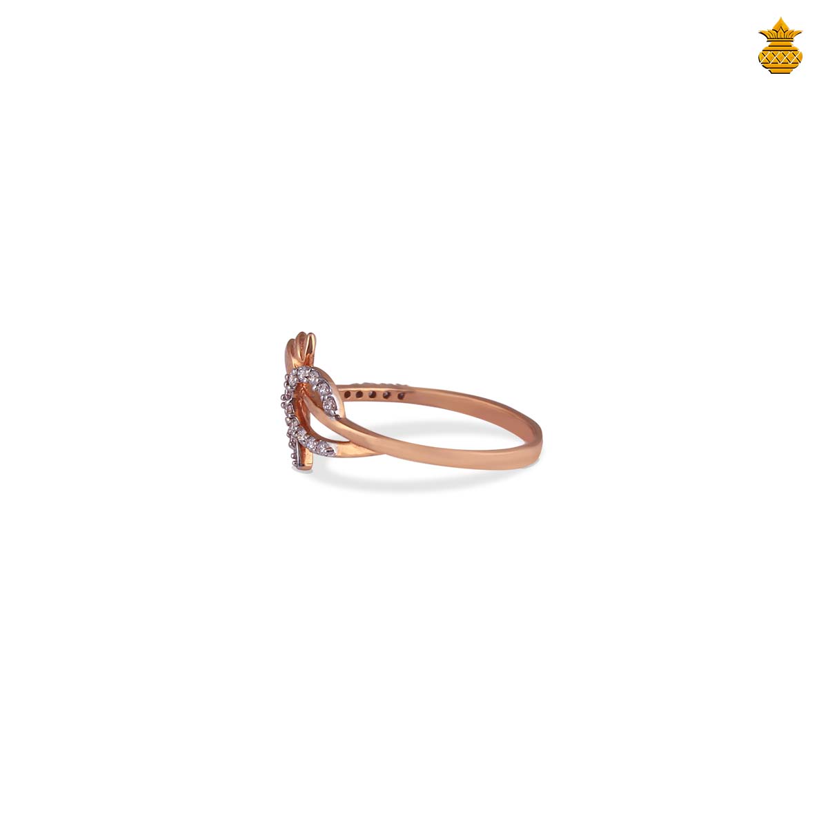 18 Kt Rose Gold Diamond Lotus Ring