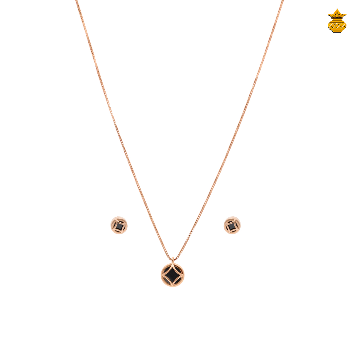 18K Rose Gold Pendant with Chain Stud