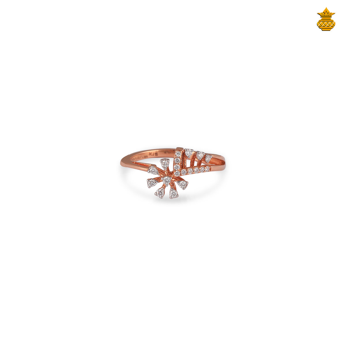 18K Rose Gold Diamond Floral Fancy Ring